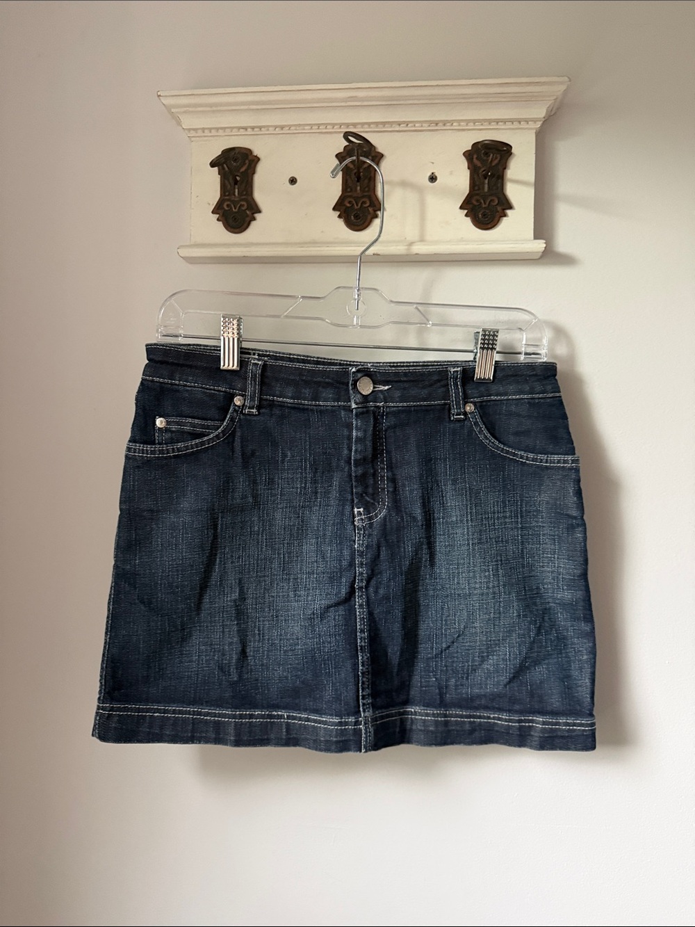 Lacoste Dark Blue Denim Mini Skirt y2K Vintage Classic Casual
